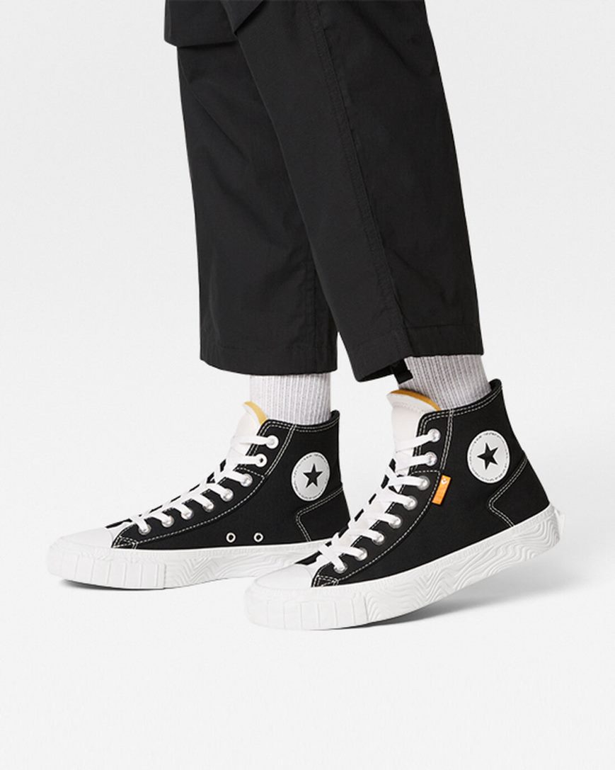 Tenisi Inalti Barbati Converse Chuck Taylor Alt Star Panza Negrii Albi | RO PXHQE902